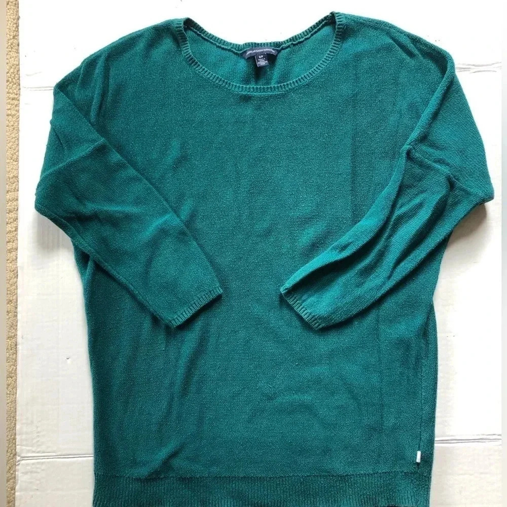 Teal Cotton 3/4 Sleeve Sweater